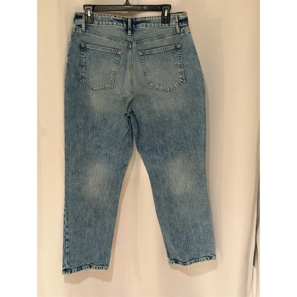 Old Navy Jeans Womens Size 30 Blue Light Wash High Rise Straight Leg Distressed - Picture 6 of 13